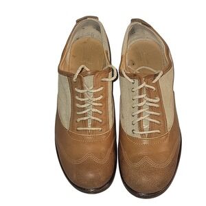 TIMBERLAND Handmade Saddle Shoes Leather Oxford Lace Up Tan Beige Casual Classic